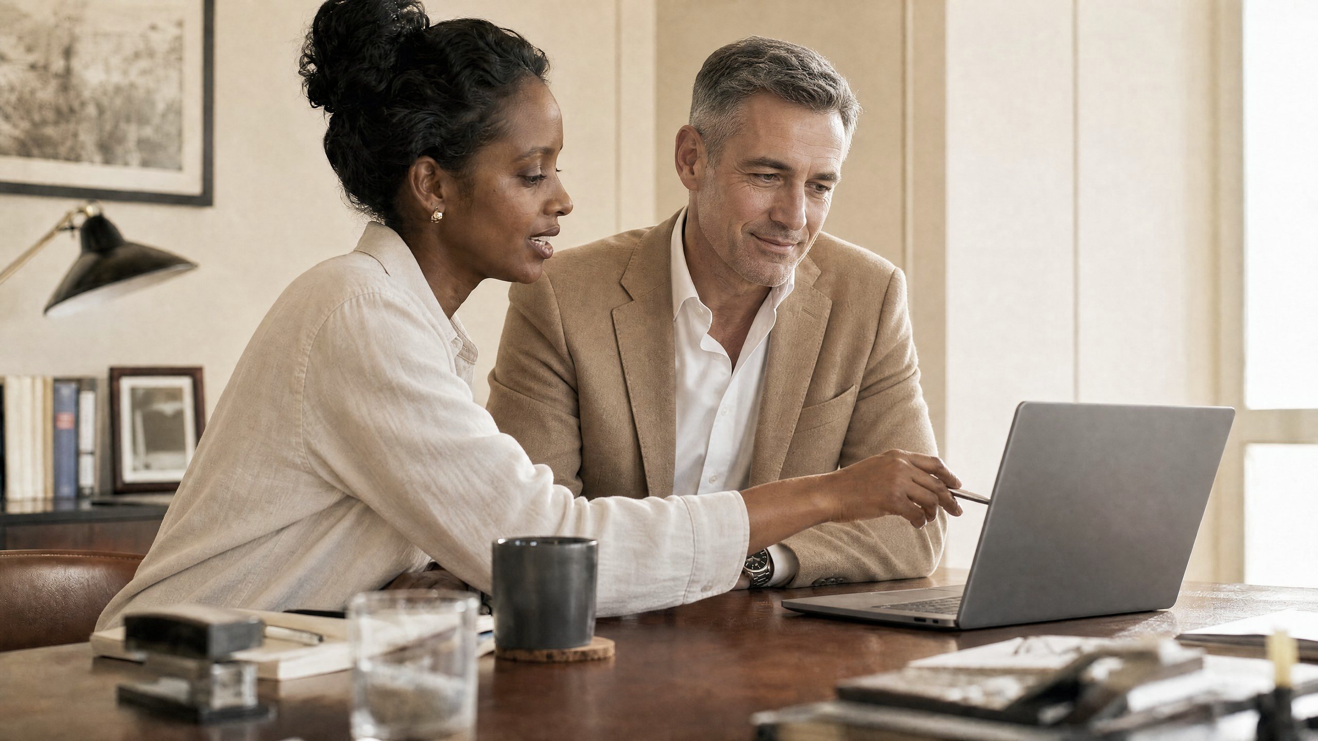 An Eyris advisor at a leader’s desk, shaping what Eyris watches for him